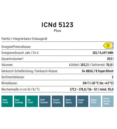 LIEBHERR利勃海尔 ICNd 5123 轻松新鲜  无霜 嵌入式冰箱冰柜
